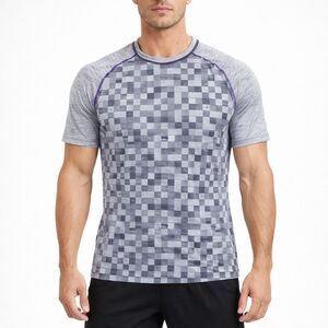 Lululemon Men's Metal Vent Tech Tee Heathered Purple Checkered Medium